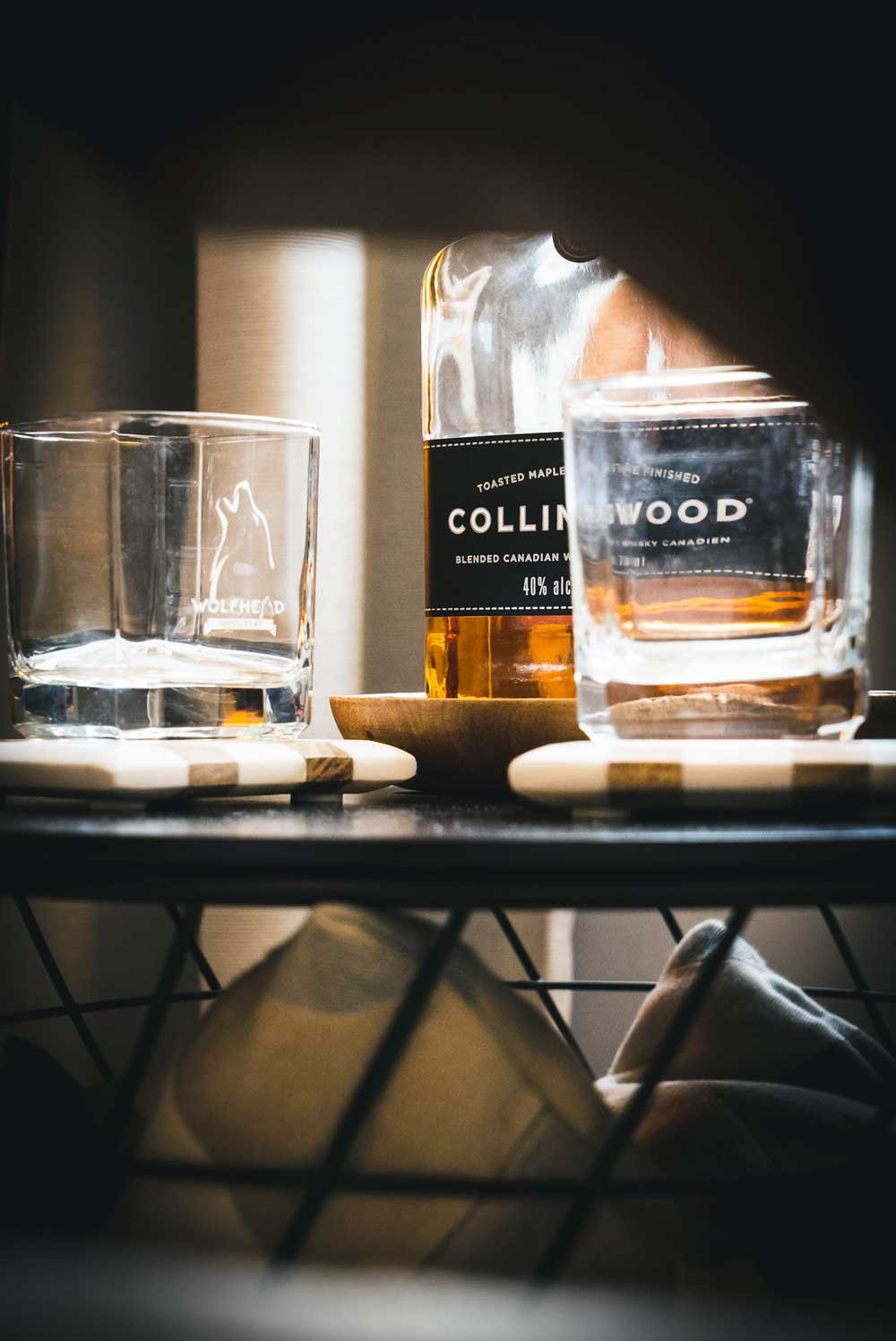 Collingwood whiskey used for home decor.