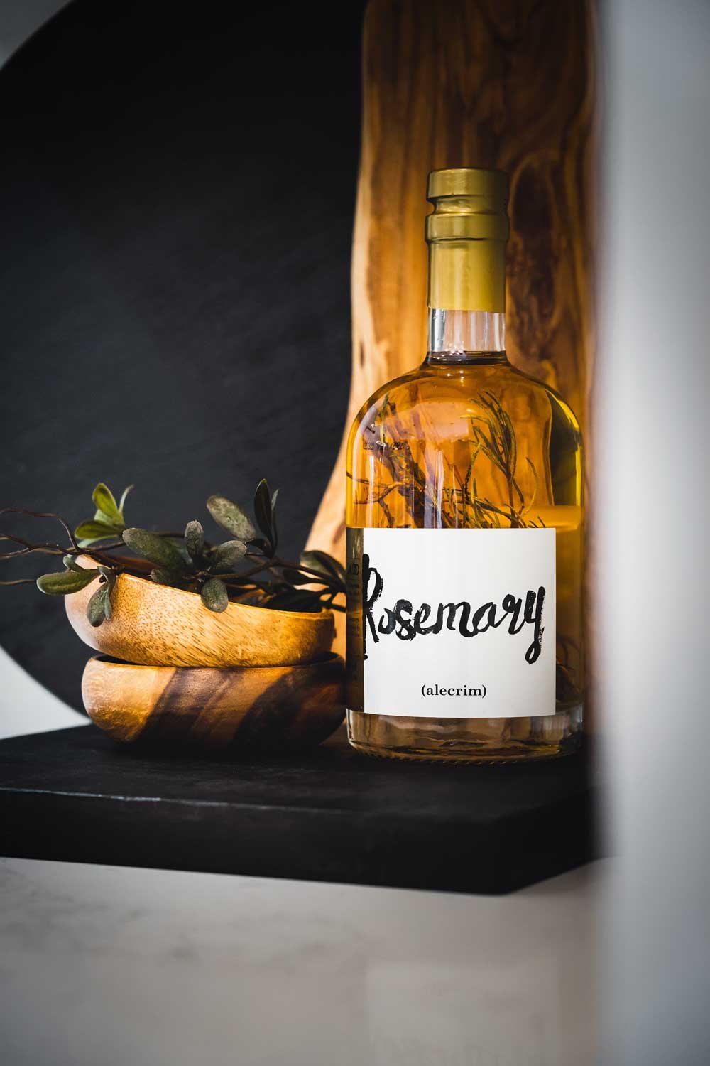 A Rosemary bottle used for home staging at an Airbnb rental.