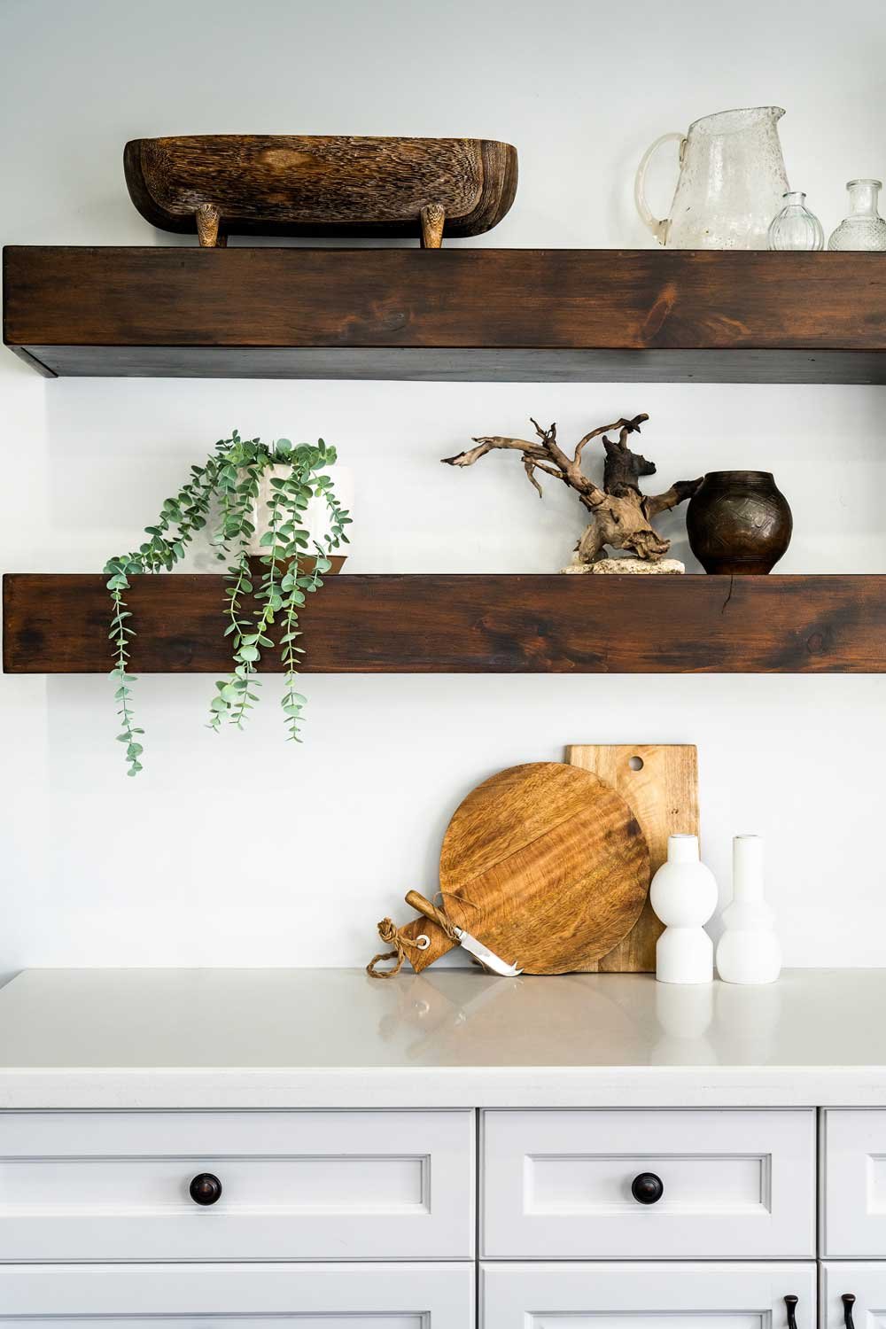 A professionally staged shelf in Wasaga beach Ontario.