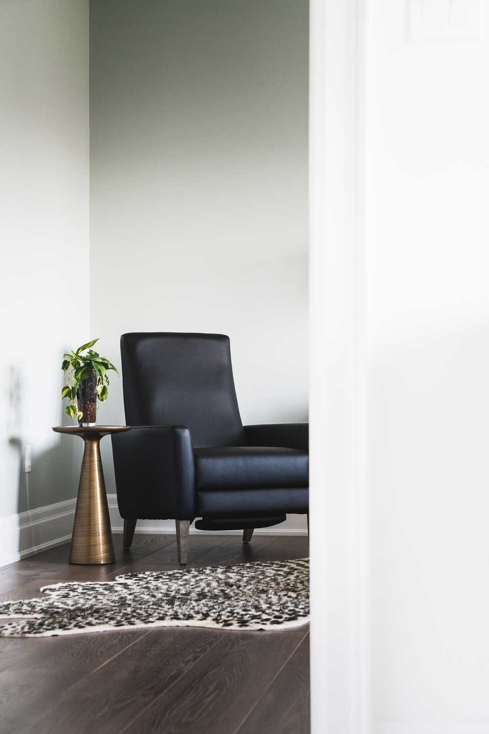 A very stylish black chair in Collingwood Ontario.