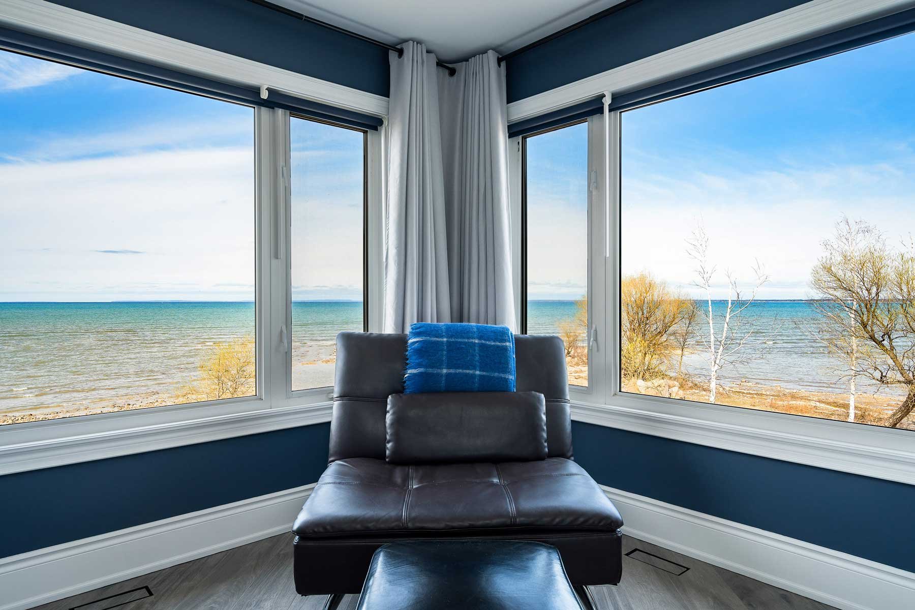 A view through the windows to Georgian Bay.